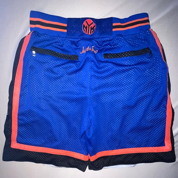 Men’s New York Knicks Blue Throwback Just Don Retro NBA Basketball Shorts Large - Picture 6 of 8